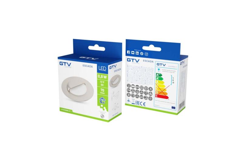 Decor LED Treppenleuchte ESCADA OB DC12V rund mit mattem Abdeckung 0,8W 70lm 4000K Edelstahlkabel 150cm