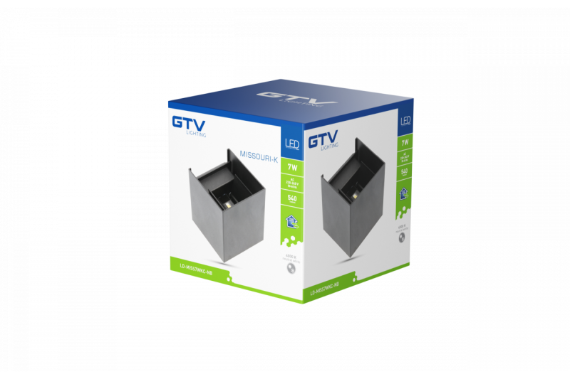 Decor MISSOURI-K LED-Lampe 7W 540lm AC220-240V 50/60 Hz PF>0,5 Ra≥80 IP54 IK08 4000K quadratisch schwarz 1208962994