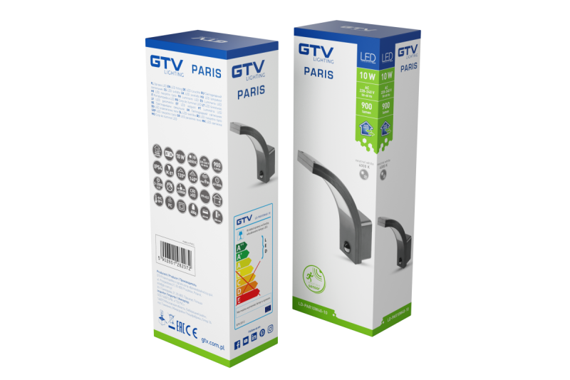 Decor Befestigung PARIS LED mit Bewegungssensor 10W 900lm IP54 AC220-240V 50/60Hz 140° 9m 4000K schwarz 1208963096