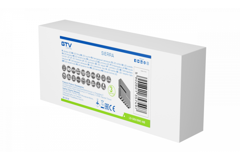 Decor LED-Leuchte SIERRA 18W 1620lm AC220-240V 50/60 Hz PF>0,9 Ra≥80 IP20 IK08 4000K 48° schwarz 1208963168