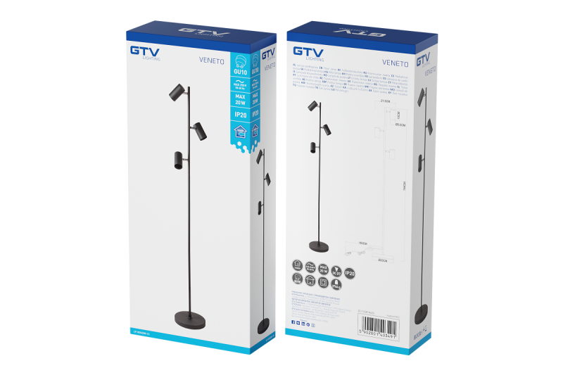 Decor Stehlampe VENETO IP20 max. 20W 3 x GU10 schwarz 1208963349