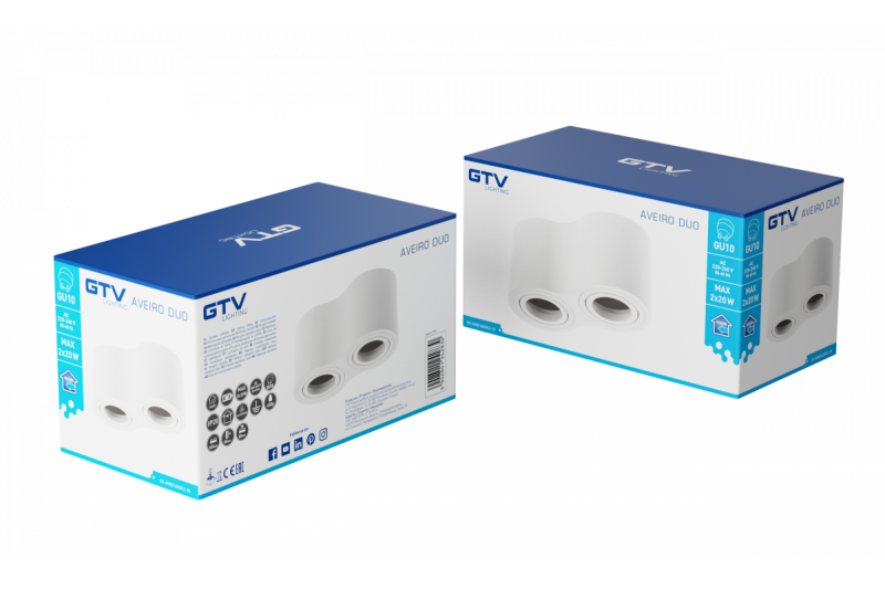 Decor Deckenleuchte AVEIRO DUO Aluminium 160x80x85mm IP20 max 20W*2 rund weiß 1208963827