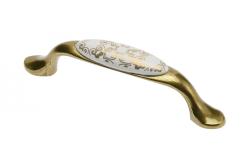 Porzellangriff 728-P C=96mm Antikmessing C-Orient Gold 1208965702