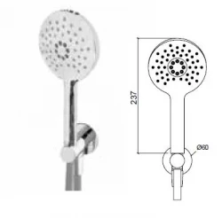 Waterevolution Flow Handbrausegarnitur komplett mit Wandanschluss, Chrom - 3 Positionen - T1621R01