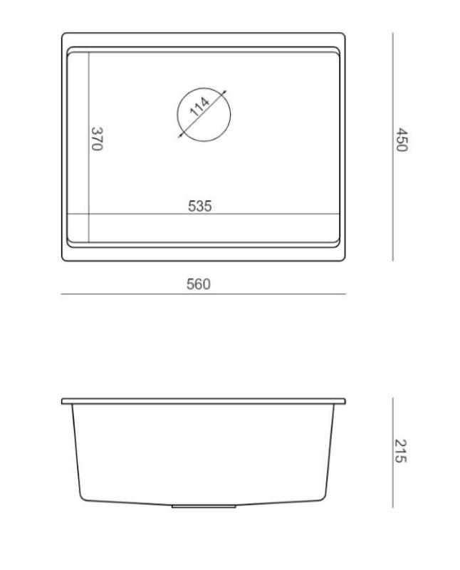 Quadri Newport II Granit Spülbecken, Unterbau Weiß 560x450 mm 1208966922