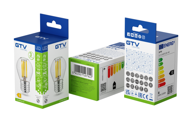 LED-LICHTQUELLE, FILAMENT, A-G, G45, 4000K, E27, 5,8W, AC220-240V, 360°, 640lm, 50mA 1208966967