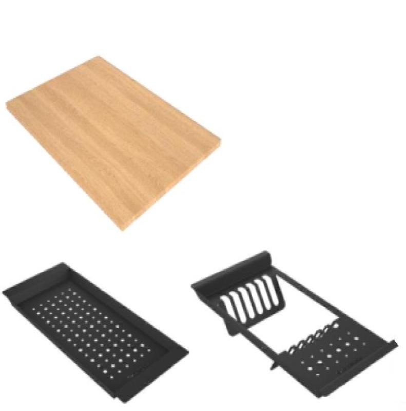 GraniteMy Dampfküchengranitspüle 56x48 cm schwarz Aufsatz mit schwarzem Stöpsel inklusive Zubehör 1208967233