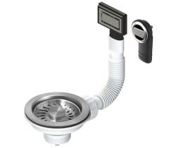 Granitemy basket strainer set brushed stainless steel, drain set sink incl. overflow round and rectangular 1208967254