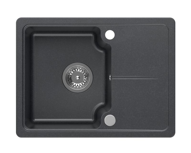 Quadri Kendal anthrazitfarbenes Granit-Einbau-Spülbecken 58x44cm mit Abtropffläche 1208967403