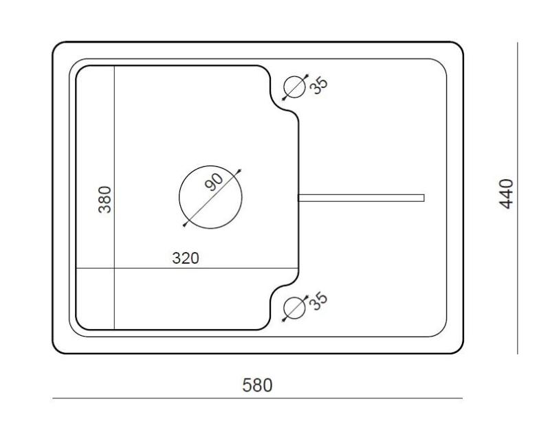 Quadri Kendal graues Granit-Einbau-Spülbecken 58x44cm mit Abtropffläche 1208967404