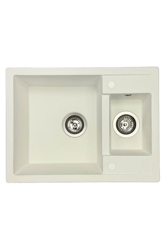 GraniteMy Smart extra flache 1,5 Granit-Aufsatzspüle weiß 58x44cm 1208967418