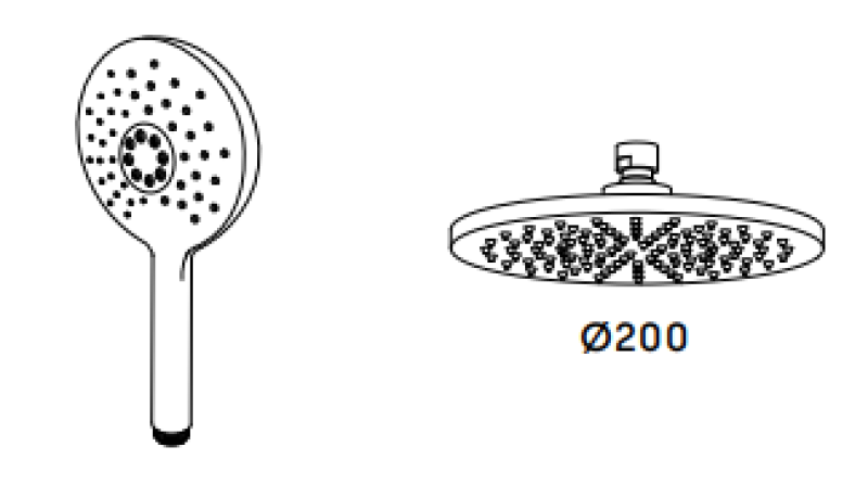 Waterevolution Flow shower combination with rain shower chrome 200mm T141NR01