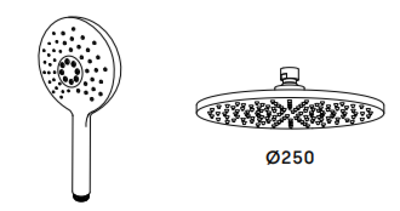Waterrevolution Flow Duschkombination mit Regendusche matt weiß 250mm T141NR25BR