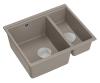 Quadri Newport II taupe 1,5 spoelbak graniet opbouw en onderbouw spoelbak 555x460mm met rvs plug 1208967466