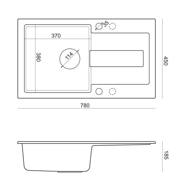 Quadri Sutton beige Sand Granit Einbauspüle 78x45cm mit Abtropffläche, umkehrbar, mit beigem Stopfen 1208967579