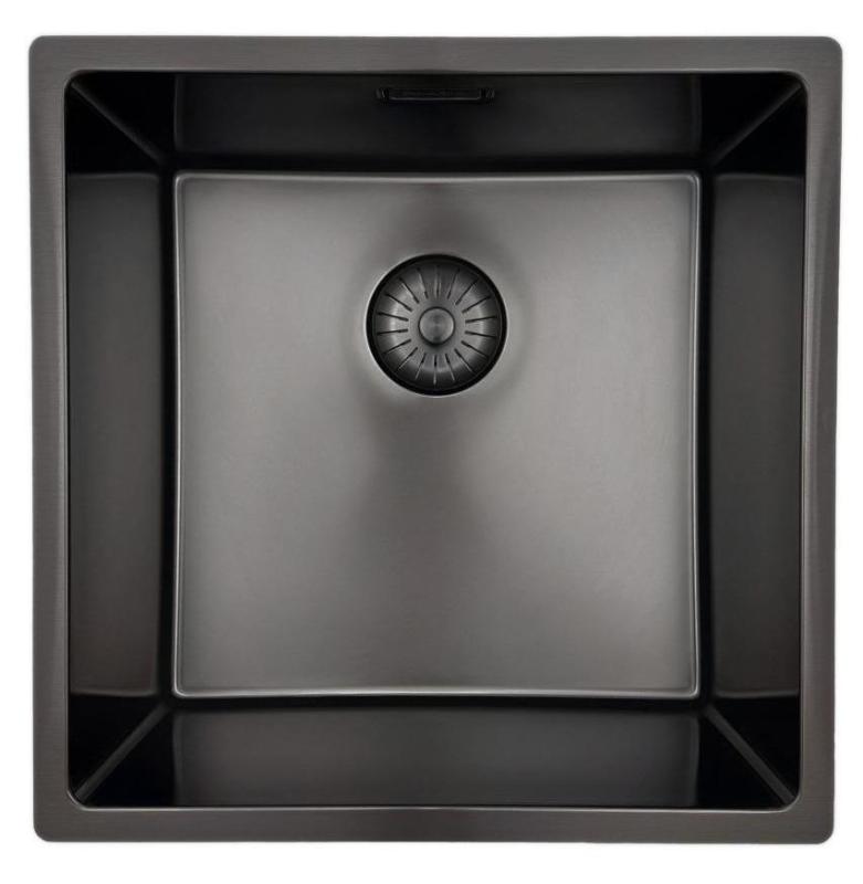Pure.Sink Prestige Spüle 40x40 cm PVD Gun Metal 10 mm Radius Unterbau, Flachbau und Aufsatz PPG4040-61