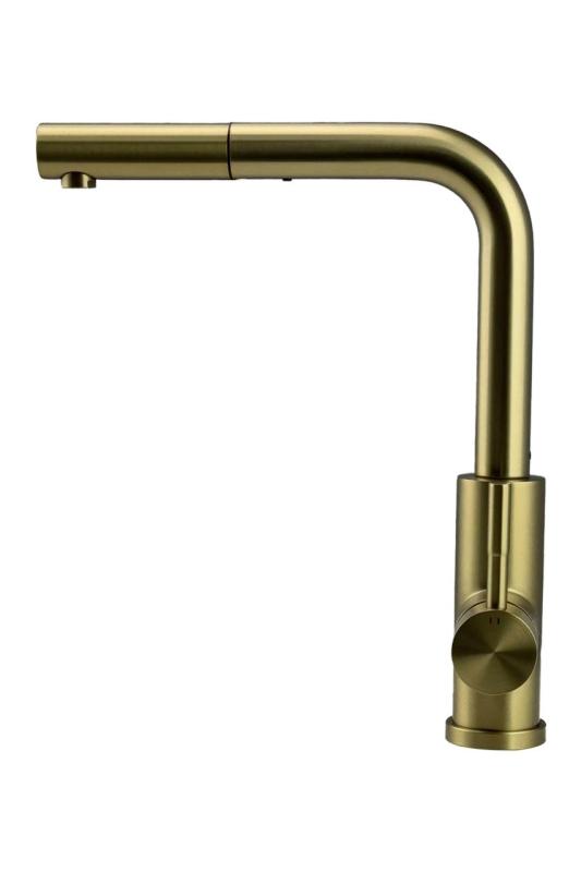 Pure.Sink Elite Steel Spark-S Küchenarmatur PVD gebürstetes Gold mit ausziehbarem Auslauf PS8041-60