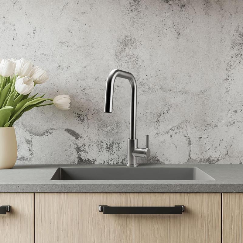Pure.Sink Elite Steel Crystal-S Küchenarmatur Edelstahl mit ausziehbarem Auslauf PS8050-02