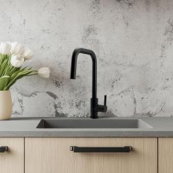 Pure.Sink Elite Steel Crystal-S Küchenarmatur Mattschwarz mit ausziehbarem Auslauf PS8050-10