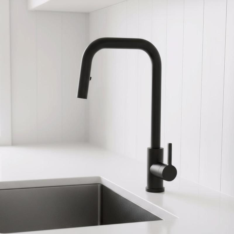 Pure.Sink Elite Steel Crystal-S Küchenarmatur Mattschwarz mit ausziehbarem Auslauf PS8050-10