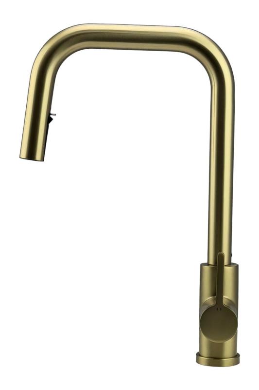 Pure.Sink Elite Steel Crystal-S Küchenarmatur PVD gebürstetes Gold mit ausziehbarem Auslauf PS8050-60