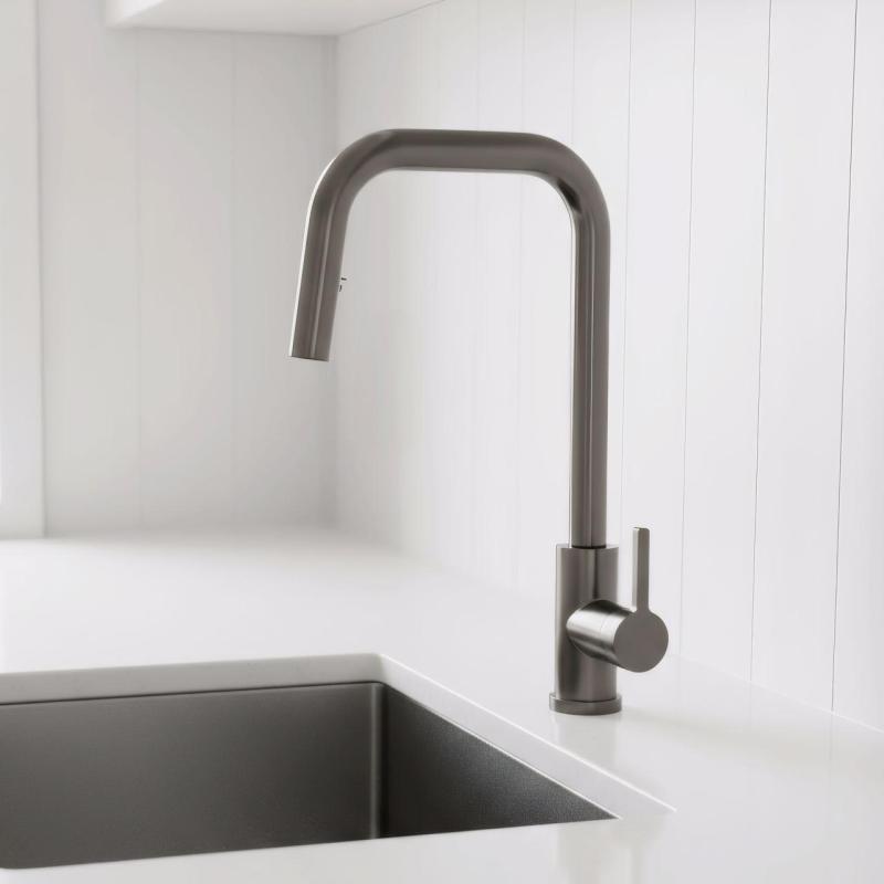 Pure.Sink Elite Steel Crystal-S Küchenarmatur PVD Gun Metal mit ausziehbarem Auslauf PS8050-61