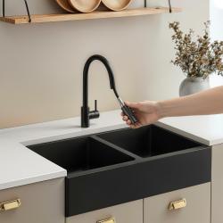 Pure.Sink Elite Steel Stream-S Küchenarmatur Matt Schwarz mit ausziehbarem Auslauf PS8045-10