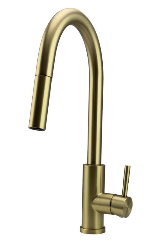 Pure.Sink Elite Steel Stream-S kitchen faucet PVD brushed gold with pull-out spout PS8045-60