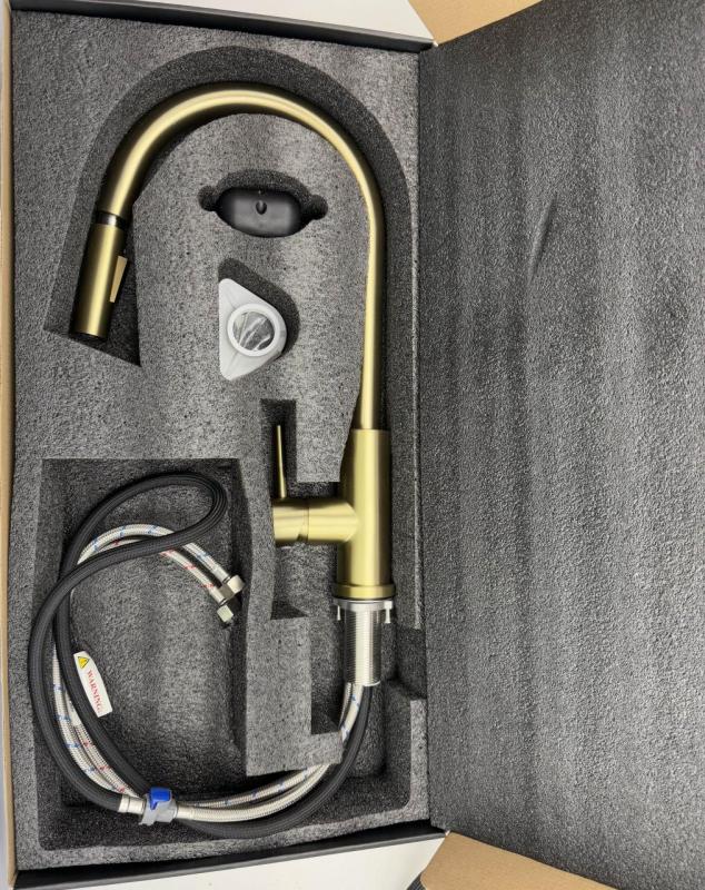 Pure.Sink Elite Steel Stream-S kitchen faucet PVD brushed gold with pull-out spout PS8045-60