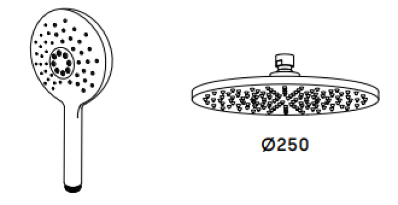Wasserevolution Flow thermostatische Duschkombination mit Regendusche Chrom 250mm rund T141TNR2501