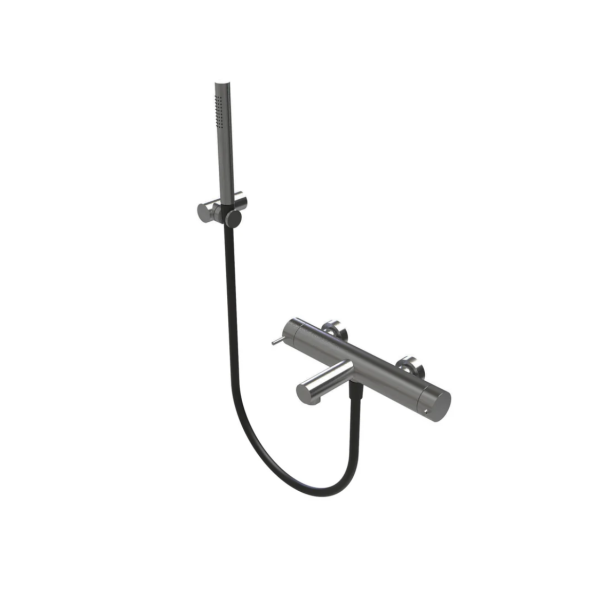 Wasserevolution Flow thermostatische Zwei-Wege-Duscharmatur mit Handbrause Gun Metal T130TNWGM