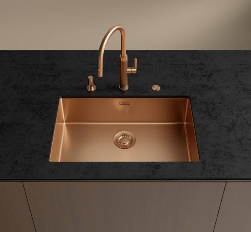 Franke Mythos Masterpiece Küchenarmatur Kupfer mit J-Auslauf und Ausziehbarem Brausekopf - 115.0711.557