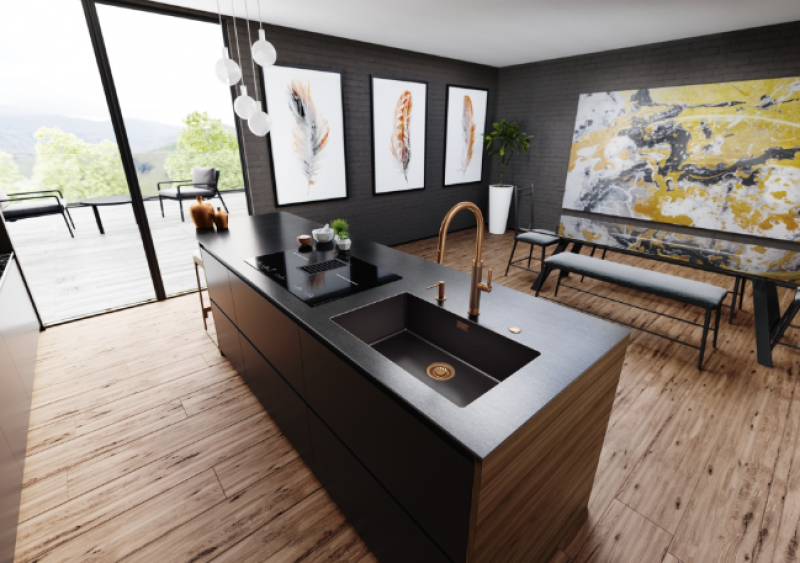 Franke Mythos Masterpiece Küchenarmatur Kupfer mit J-Auslauf und Ausziehbarem Brausekopf - 115.0711.557