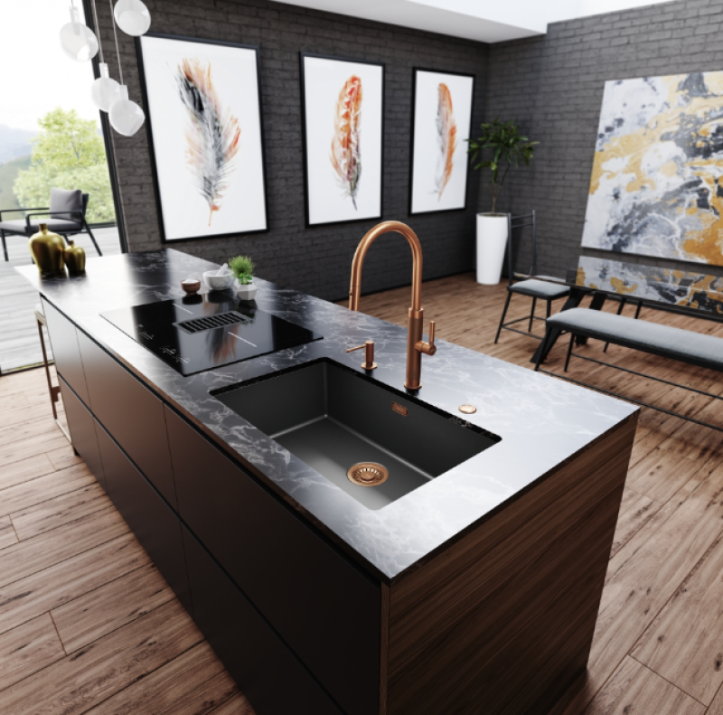 Franke Mythos Masterpiece Küchenarmatur Kupfer mit J-Auslauf und Ausziehbarem Brausekopf - 115.0711.557