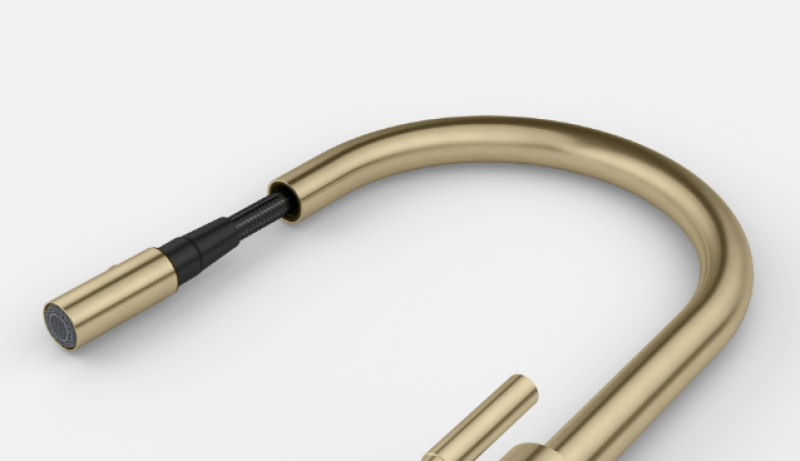 Franke Mythos Masterpiece Küchenarmatur Gold mit J-Auslauf und Ausziehbarer Brause - 115.0711.558