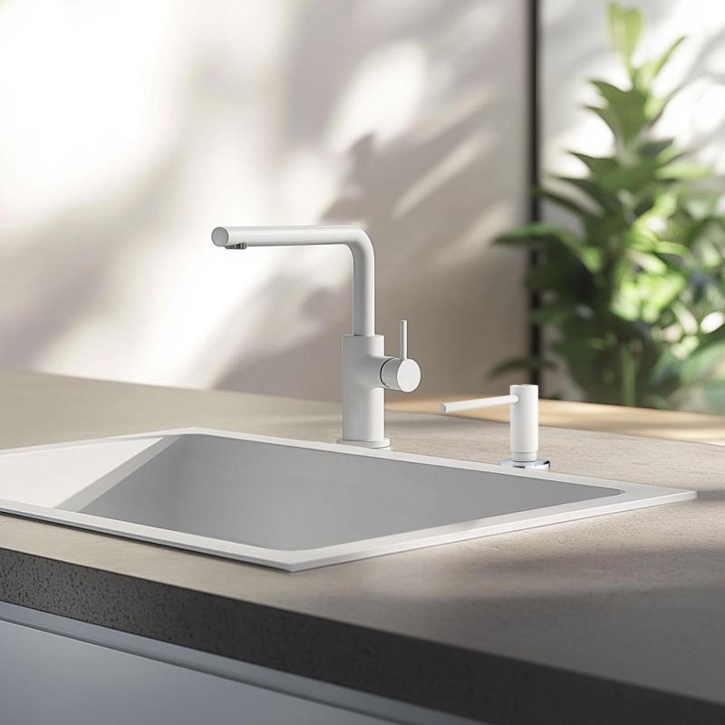 Franke Active Küchen Einbau Seifenspender Granit Polar White Weiß 112.0633.079