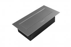 Möbelsteckdose 2x Steckdose mit Erdung, USB A+C, Stromkabel mit Stecker, Alu