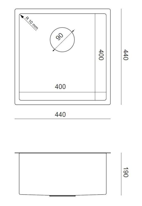 Aquadesign Zara Sink Copper 44x44cm Undermount, Flush-mount, and Top-mount with Copper Plug - 1208969515