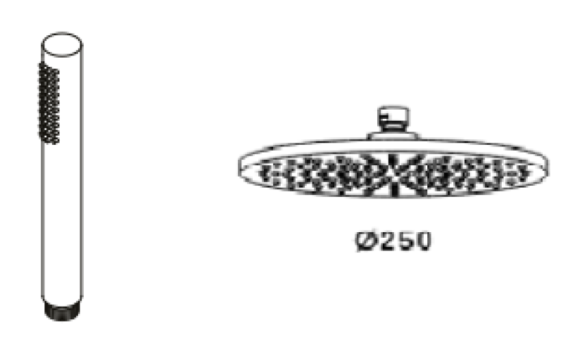 Wasserevolution Flow thermostatische Drei-Wege-Duscharmatur mit Hand- und Kopfbrause Chrom 250mm T131TN2501
