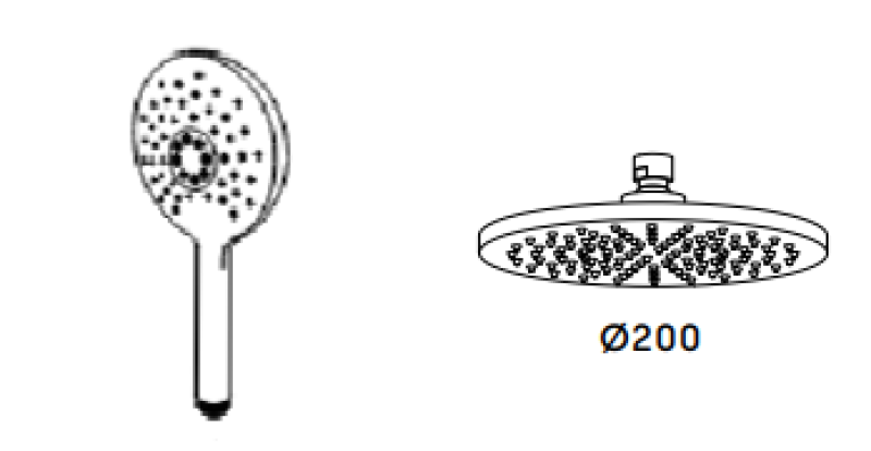 Waterevolution Flow thermostatische drieweg-douchemengkraan met hoofddouche en ronde handdouche chroom T131TNR01