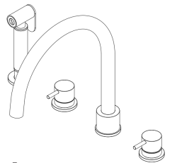 Wasserevolution Flow 4-Loch Küchenarmatur mit ausziehbarem Sprühkopf Kupfer T153UCPE