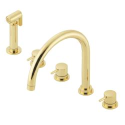 Wasserevolution Flow 5-Loch Küchenarmatur mit ausziehbarem Brausekopf und Wasserfilteranschluss Light Gold T154UWGE