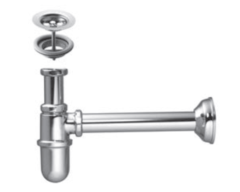 PB Unix klassischer Becher-Siphon aus Metall, verchromt, mit Abflussset 1208969782