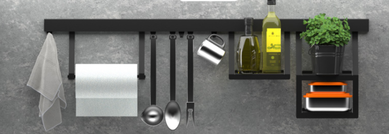 Epka Luxion Dreifachhaken für Küchenreling Metall Schwarz 1208969963