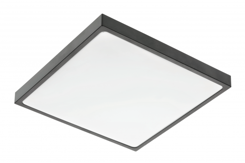 ALTAR LED Deckenleuchte, 295x295mm, 4000K, 24W, 1680lm, AC180-250V, 50/60 Hz, PF>0.5, IP54, schwarz, 3 Jahre Garantie.