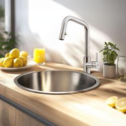 Banka R18380 Edelstahl Runde Spüle 45 cm Aufsatz 1208970055