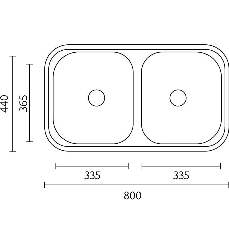 Banka Diplomat Edelstahl-Doppelspüle, Aufsatzmontage, 80 x 44 cm, 1208970059