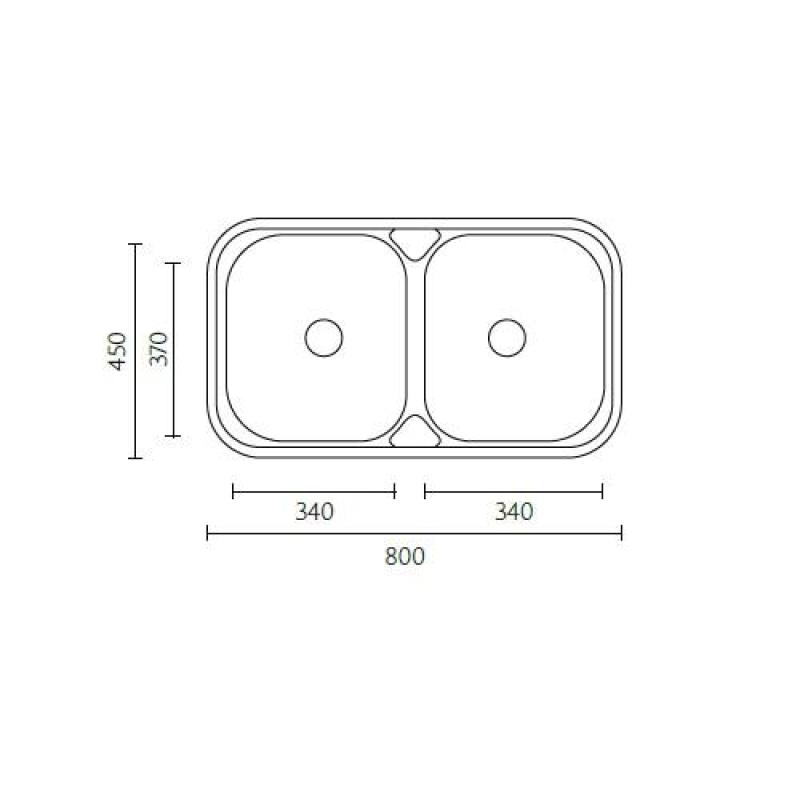 Halifax Edelstahl Doppelspüle Aufbau 80x45 cm 1208970060