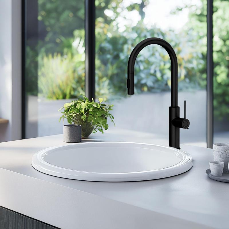 Ausmann Ceramic Brook keramisches weißes rundes Aufsatzwaschbecken 1208970092