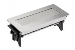 Schreibtischverlängerungskabel ohne Kassette, 3-fach-Steckdose mit Erdung, 1,5 m Netzkabel mit Stecker, Edelstahl.